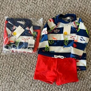 NWT Boden baby rash guard and short set 6-12M (price per set)